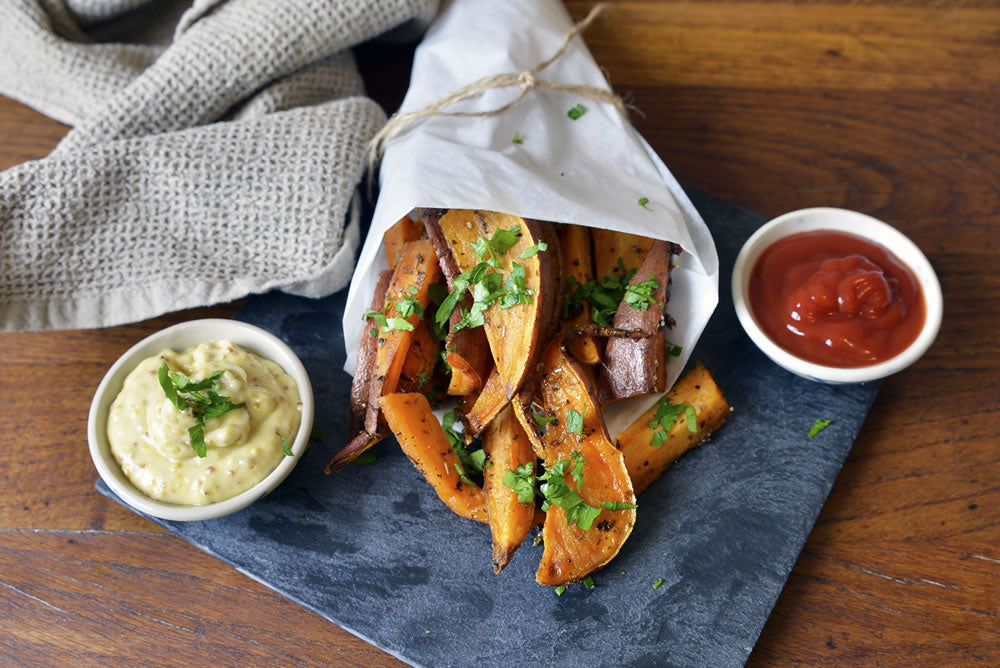 Rustikale Süsskartoffel Pommes-Frites